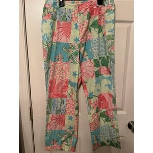 Lilly Pulitzer Patchwork Capri Pants Womens 10 Multicolor Floral Resort EUC